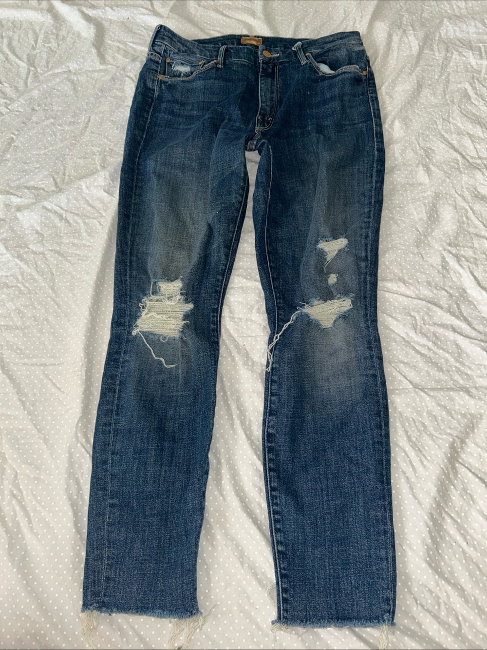 Mother High Waisted Looker Ankle Fray Skinny Jeans Women's Size 30 Distressed